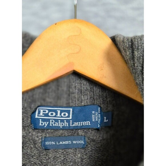 Polo Ralph Lauren BOYS Gray Lambs Wool Sweater 1/4 Zip Size Large 40" Chest - Picture 4 of 6